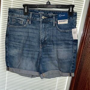 Old Navy OG Straight Denim Roll-Cuff Shorts - Medium Blue